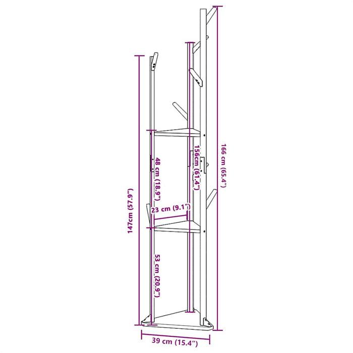 Suport pentru haine cu cârlige și rafturi 39x33x166 cm bambus - WALTI WALTI