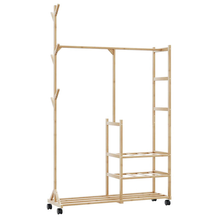 Suport pentru haine cu rafturi și roți 100x38x175,5 cm bambus - WALTI WALTI