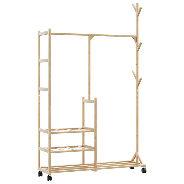 Suport pentru haine cu rafturi și roți 100x38x175,5 cm bambus - WALTI WALTI