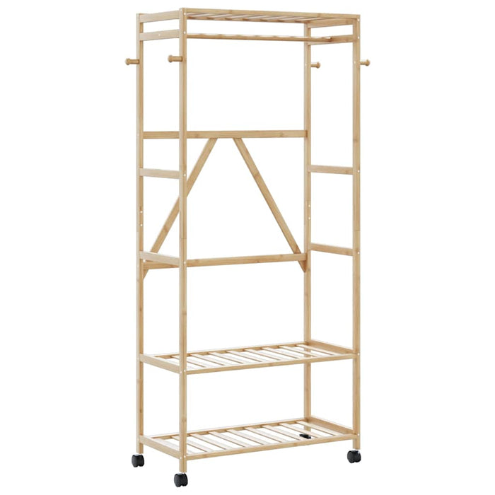 Suport pentru haine cu rafturi și roți 90x40x179,5 cm bambus - WALTI WALTI
