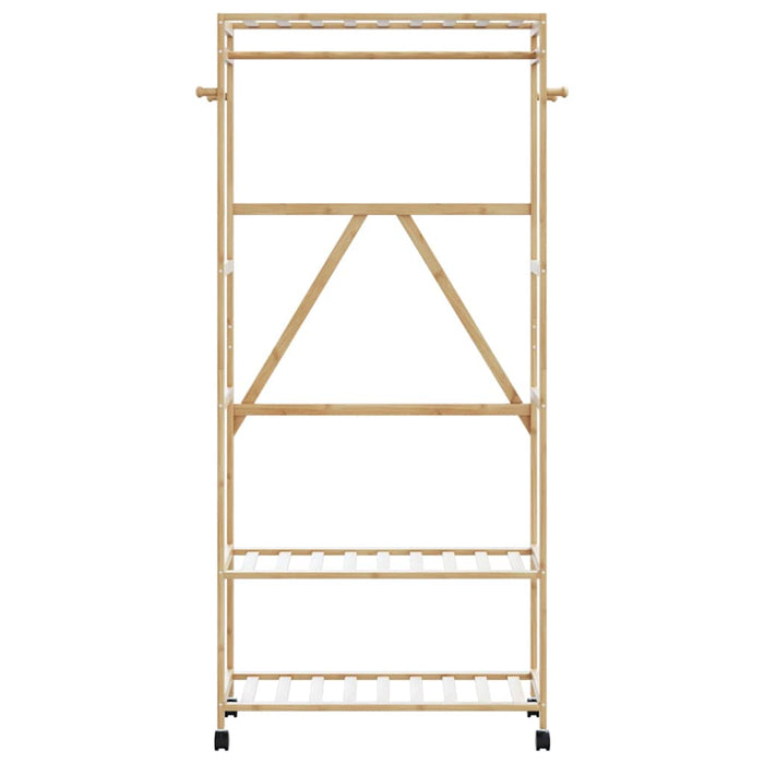Suport pentru haine cu rafturi și roți 90x40x179,5 cm bambus - WALTI WALTI