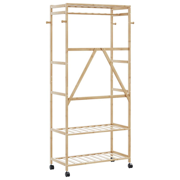 Suport pentru haine cu rafturi și roți 90x40x179,5 cm bambus - WALTI WALTI
