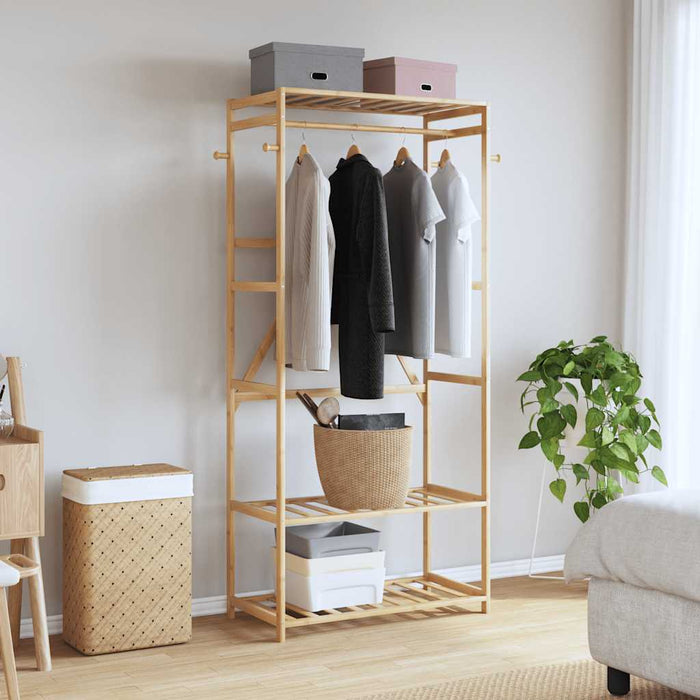 Cuier pentru haine cu rafturi, 80x40x175 cm, bambus - WALTI WALTI