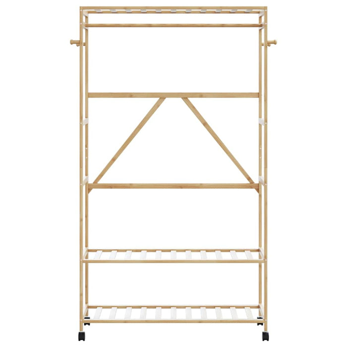 Suport pentru haine cu rafturi și roți 110x40x180 cm bambus - WALTI WALTI