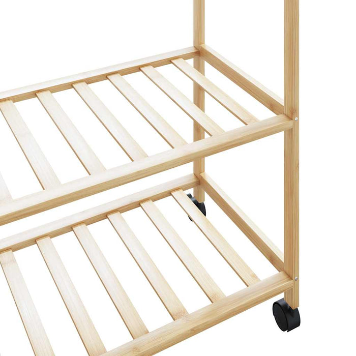 Suport pentru haine cu rafturi și roți 110x40x180 cm bambus - WALTI WALTI