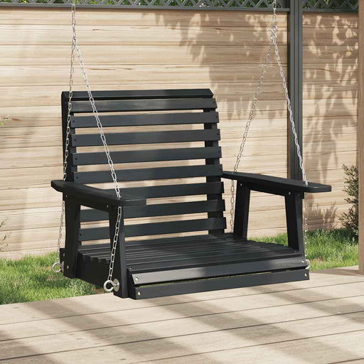 Leagăn de grădină cu lanțuri metalice, negru, lemn masiv brad - WALTI WALTI