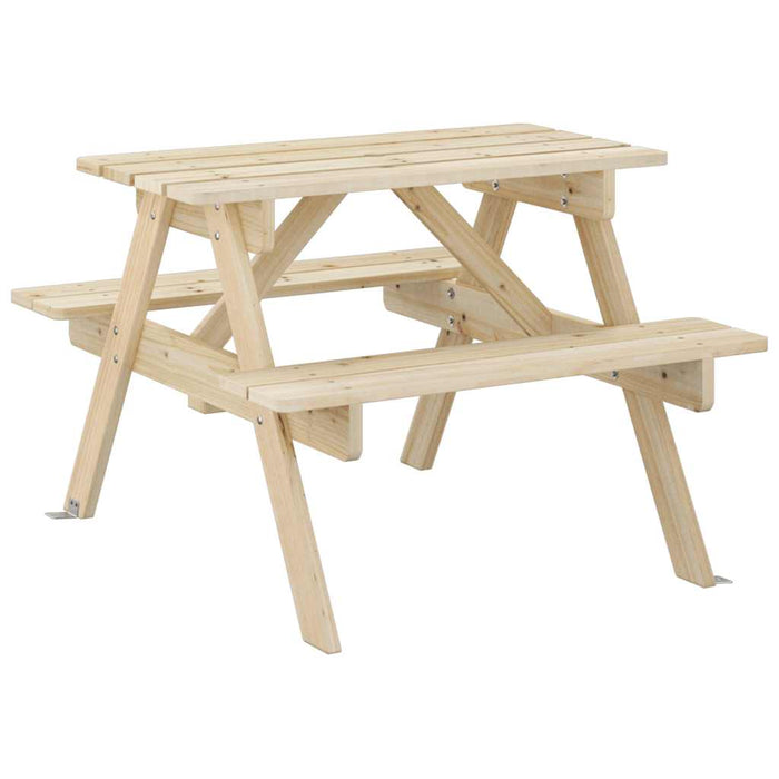 Masă picnic pentru 4 copii, orificiu umbrelă, lemn masiv brad - WALTI WALTI