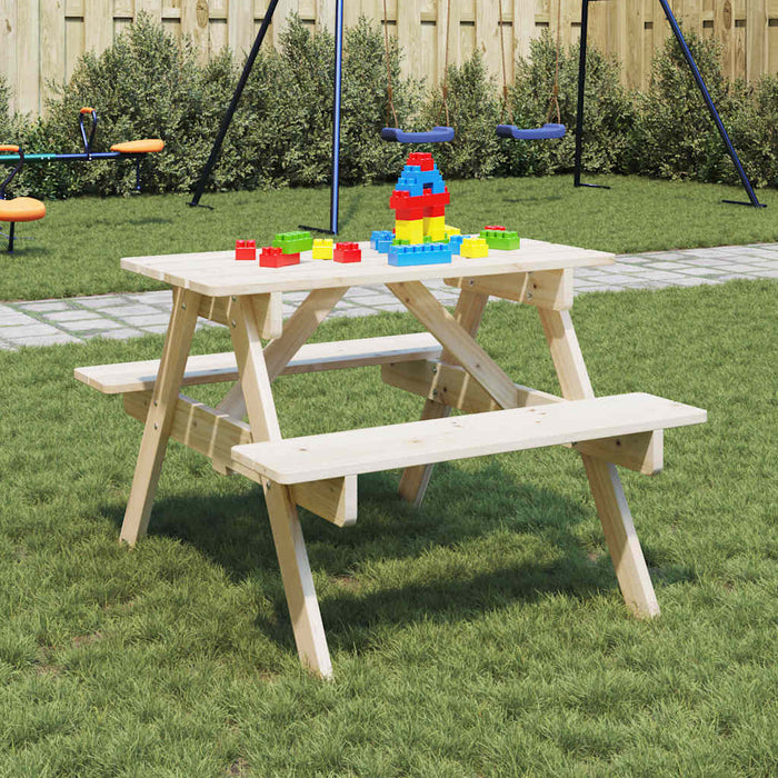 Masă picnic pentru 4 copii, orificiu umbrelă, lemn masiv brad - WALTI WALTI