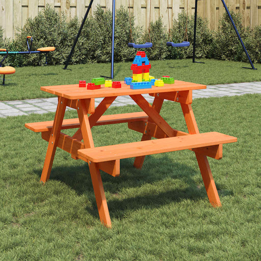 Masă picnic pentru 4 copii, orificiu umbrelă, lemn masiv brad - WALTI WALTI