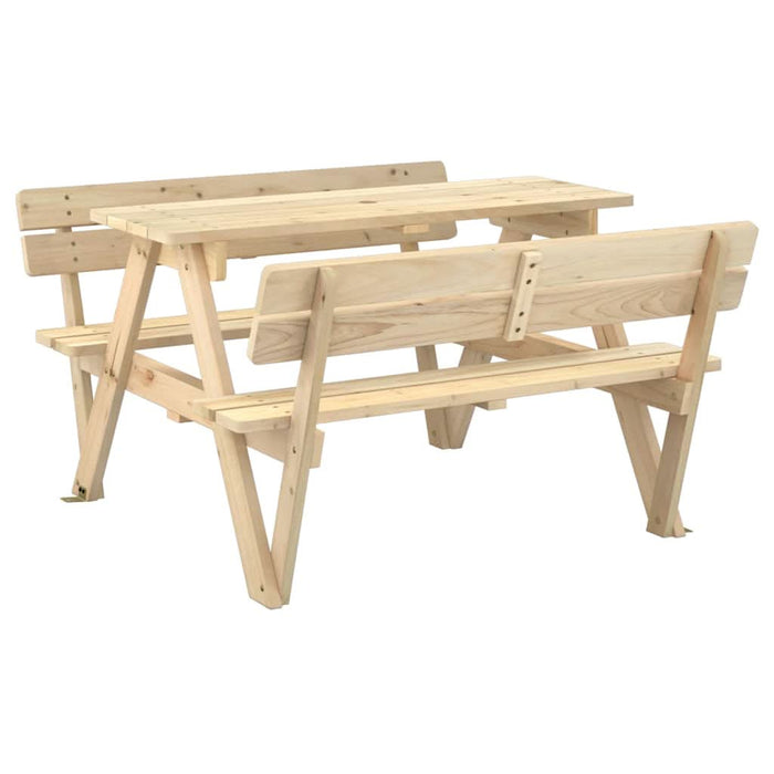 Masă picnic pentru 4 copii, orificiu umbrelă, lemn masiv brad - WALTI WALTI