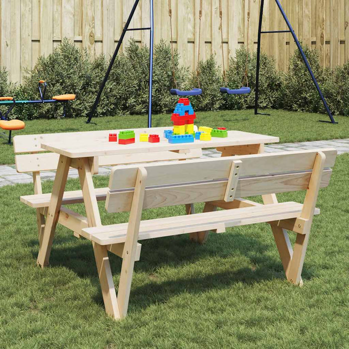 Masă picnic pentru 4 copii, orificiu umbrelă, lemn masiv brad - WALTI WALTI