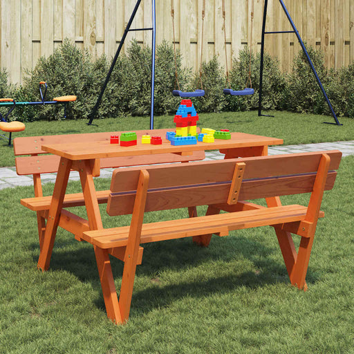 Masă picnic pentru 4 copii, orificiu umbrelă, lemn masiv brad - WALTI WALTI