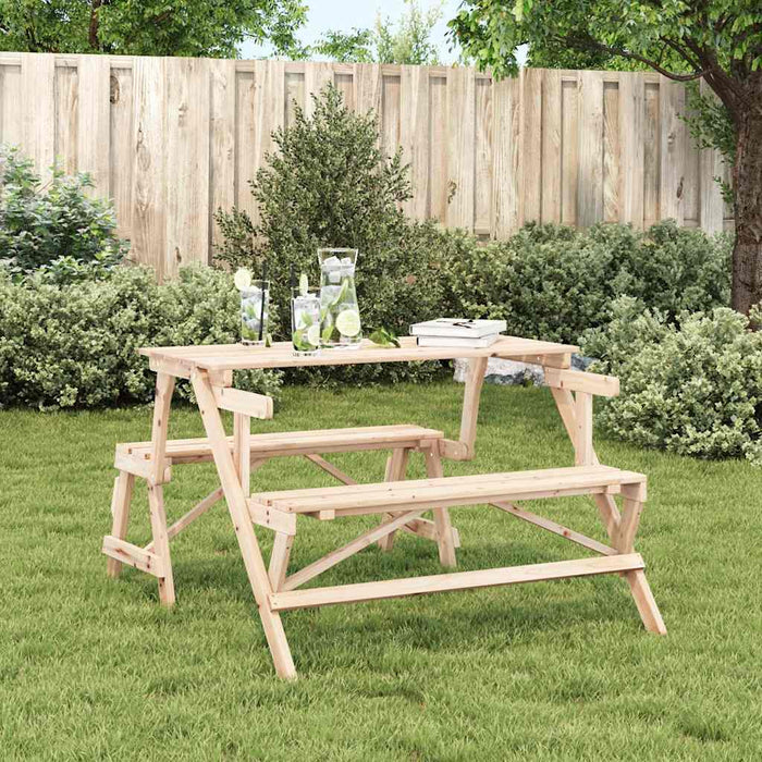 Masă de picnic cu bănci, lemn masiv brad, convertibilă 2 în 1 - WALTI WALTI