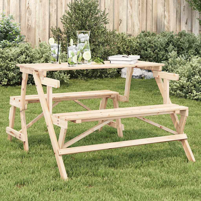 Masă de picnic cu bănci, lemn masiv brad, convertibilă 2 în 1 - WALTI WALTI