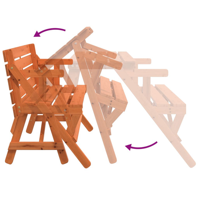 Masă de picnic cu bănci, lemn masiv brad, convertibilă 2 în 1 - WALTI WALTI