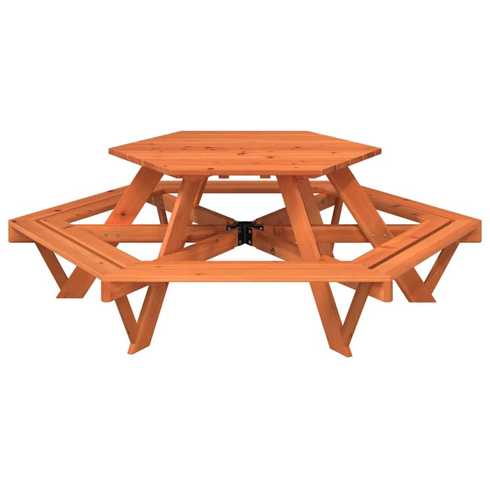 Masă de picnic pentru 6 copii cu bănci lemn masiv brad, hexagon - WALTI WALTI