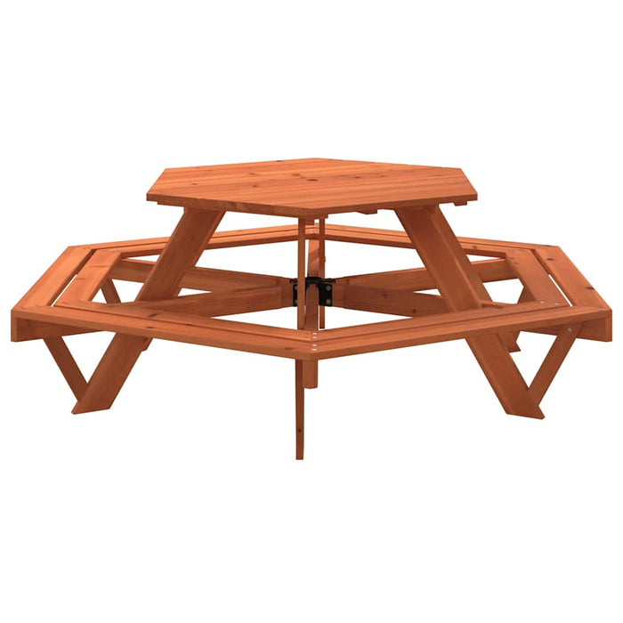 Masă de picnic pentru 6 copii cu bănci lemn masiv brad, hexagon - WALTI WALTI