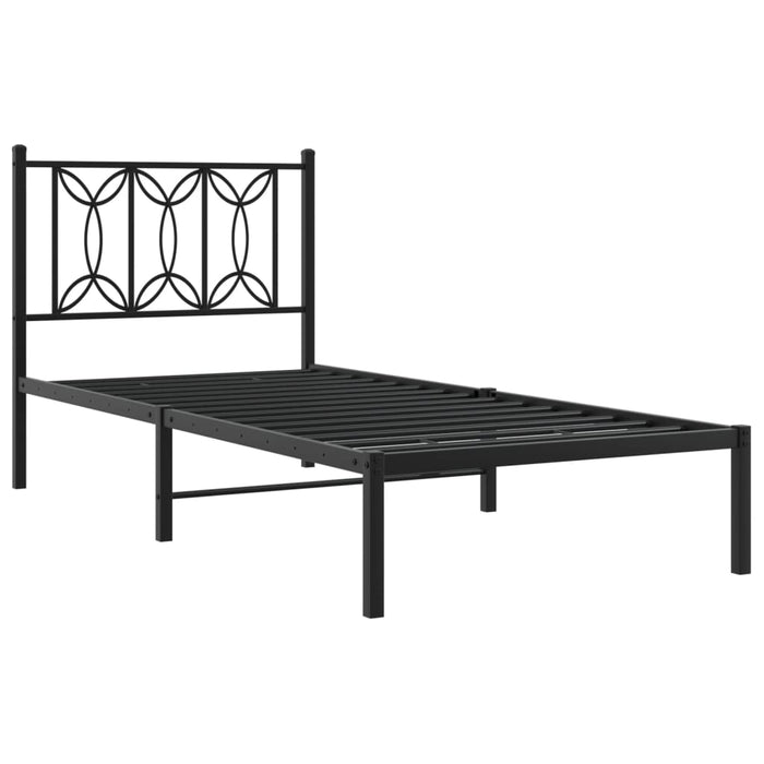 Cadru de pat metalic cu tăblie, negru, 75x190 cm - WALTI WALTI