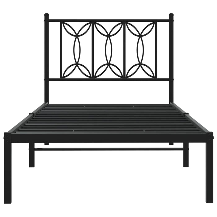 Cadru de pat metalic cu tăblie, negru, 75x190 cm - WALTI WALTI