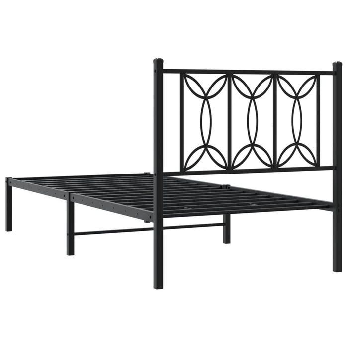 Cadru de pat metalic cu tăblie, negru, 75x190 cm - WALTI WALTI