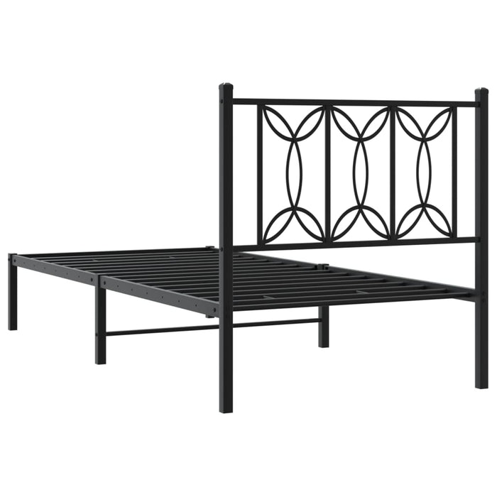 Cadru pat metalic cu tăblie, negru, 90x200 cm - WALTI WALTI