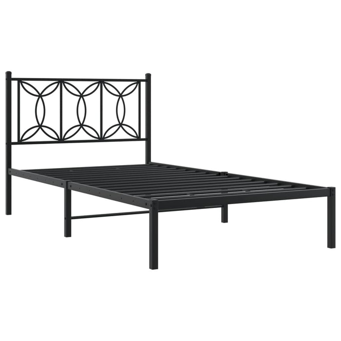 Cadru de pat din metal cu tăblie, negru, 100x200 cm WALTI