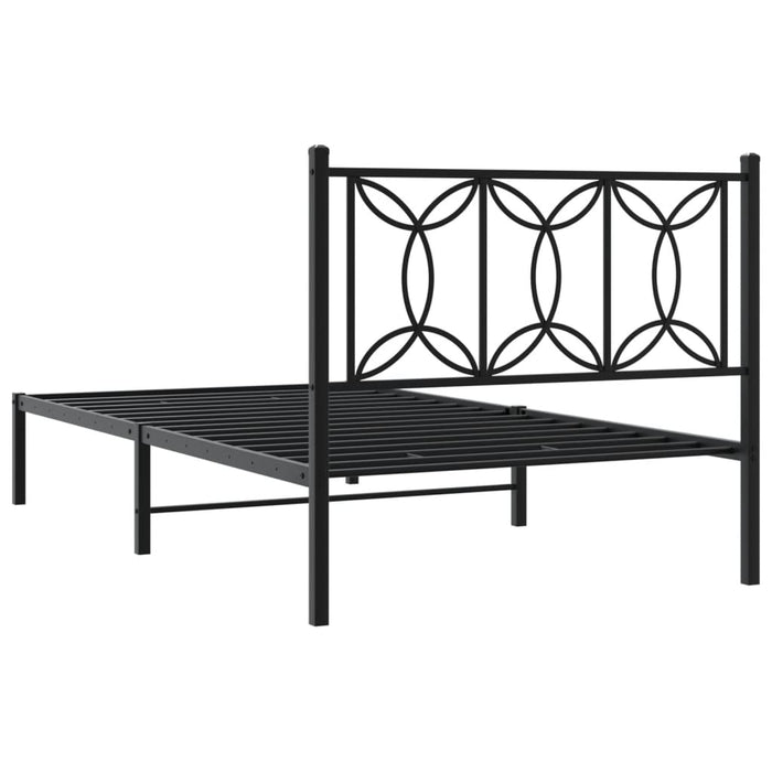Cadru de pat din metal cu tăblie, negru, 100x200 cm WALTI