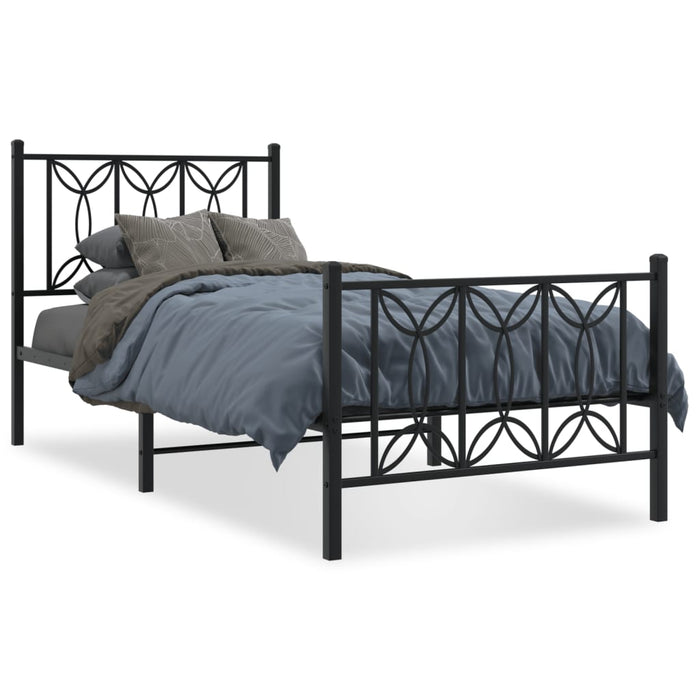 Cadru pat metalic cu tăblii de cap/picioare, negru, 75x190 cm - WALTI WALTI