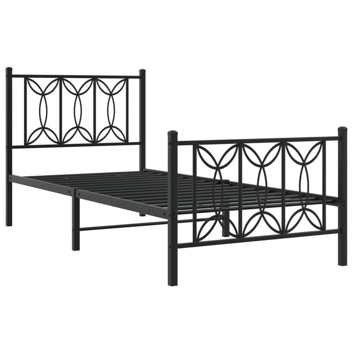 Cadru pat metalic cu tăblii de cap/picioare, negru, 75x190 cm - WALTI WALTI