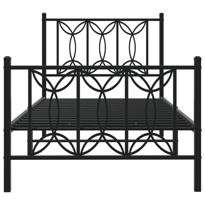 Cadru pat metalic cu tăblii de cap/picioare, negru, 75x190 cm - WALTI WALTI