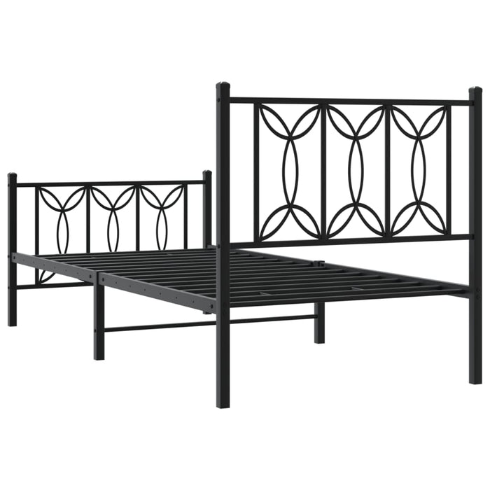 Cadru pat metalic cu tăblii de cap/picioare, negru, 75x190 cm - WALTI WALTI