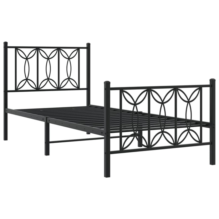 Cadru pat metalic cu tăblii de cap/picioare, negru, 80x200 cm - WALTI WALTI