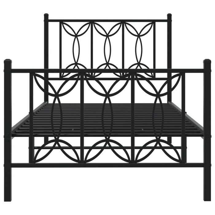 Cadru pat metalic cu tăblii de cap/picioare, negru, 80x200 cm - WALTI WALTI