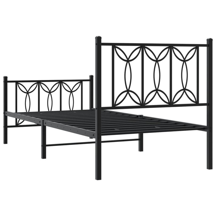Cadru pat metalic cu tăblii de cap/picioare, negru, 80x200 cm - WALTI WALTI