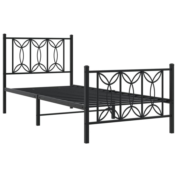 Cadru pat metalic cu tăblii de cap/picioare, negru, 90x200 cm - WALTI WALTI