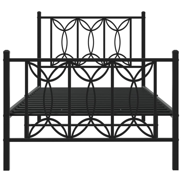 Cadru pat metalic cu tăblii de cap/picioare, negru, 90x200 cm - WALTI WALTI