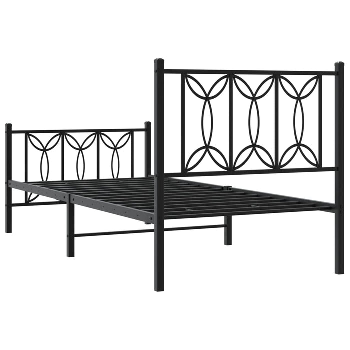 Cadru pat metalic cu tăblii de cap/picioare, negru, 90x200 cm - WALTI WALTI