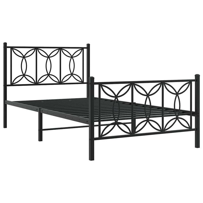 Cadru pat metalic cu tăblii de cap/picioare, negru, 100x200 cm - WALTI WALTI