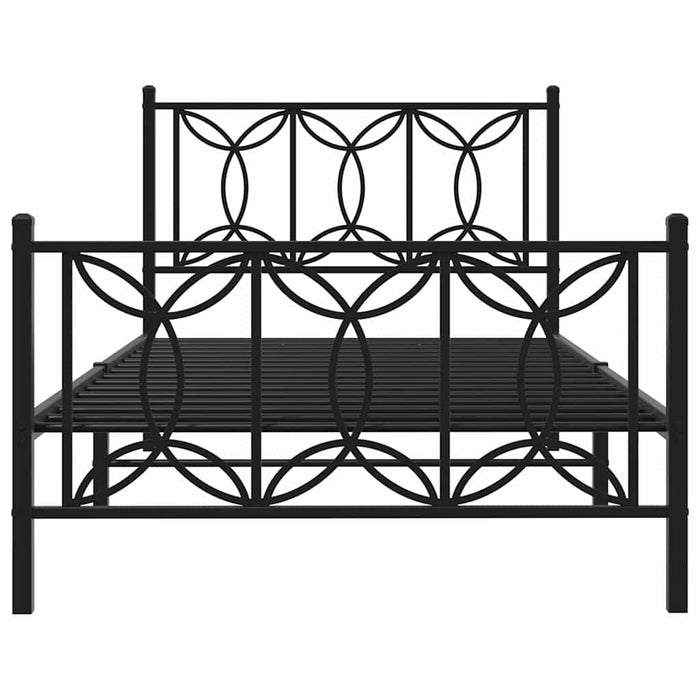 Cadru pat metalic cu tăblii de cap/picioare, negru, 100x200 cm - WALTI WALTI