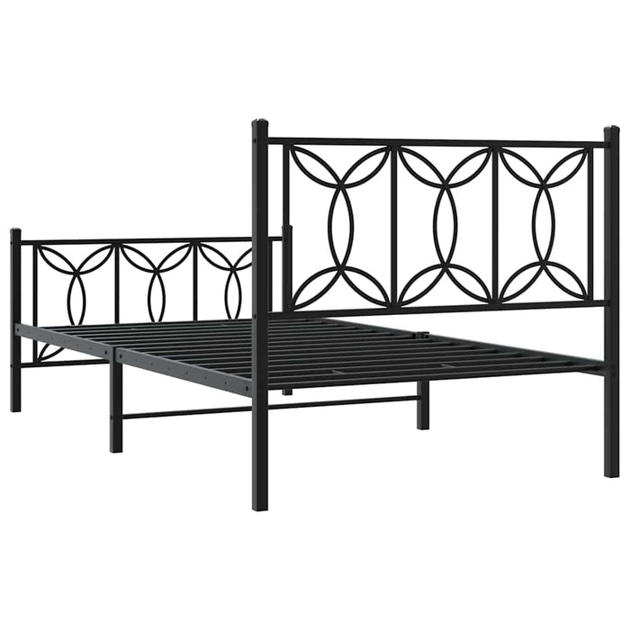 Cadru pat metalic cu tăblii de cap/picioare, negru, 100x200 cm - WALTI WALTI