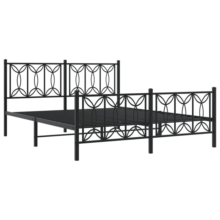 Cadru pat metalic cu tăblie de cap/picioare, negru, 150x200 cm - WALTI WALTI