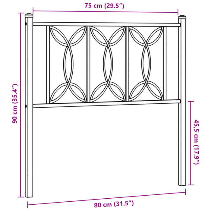 Tăblie de pat metalică, negru, 75 cm - WALTI WALTI