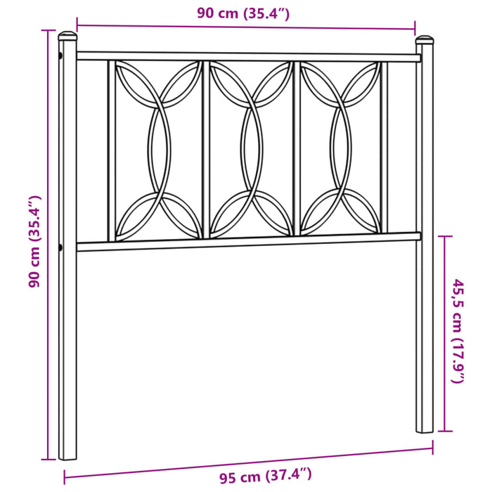 Tăblie de pat metalică, negru, 90 cm - WALTI WALTI