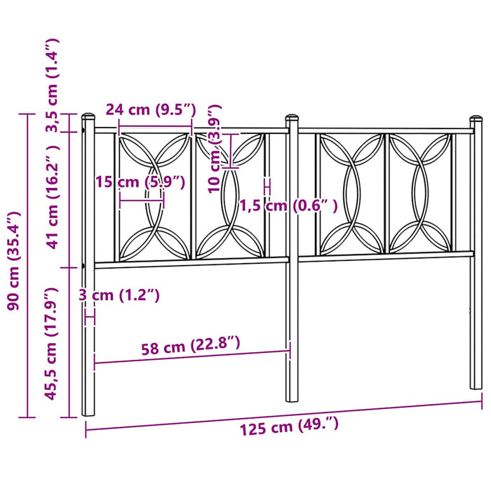 Tăblie de pat de schimb metalică, negru, 107 cm WALTI