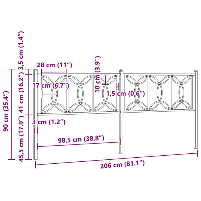 Tăblie de pat de schimb metalică, negru, 200 cm WALTI
