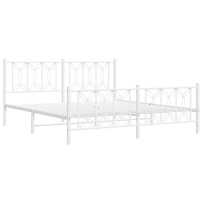 Cadru de pat metalic cu tăblie de cap/picioare, alb, 183x213 cm - WALTI WALTI