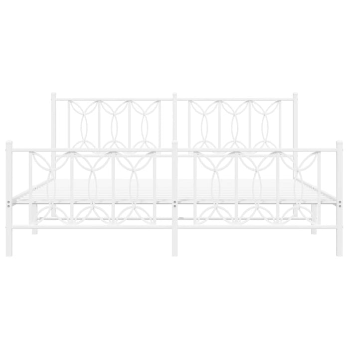 Cadru de pat metalic cu tăblie de cap/picioare, alb, 183x213 cm - WALTI WALTI