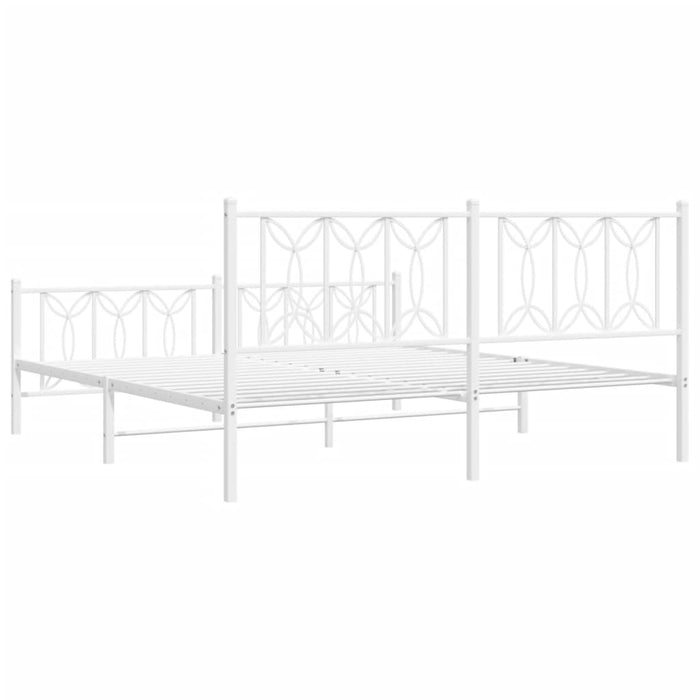 Cadru de pat metalic cu tăblie de cap/picioare, alb, 183x213 cm - WALTI WALTI