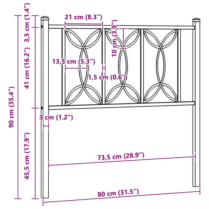 Tăblie de pat de schimb metalică, alb, 75 cm - WALTI WALTI