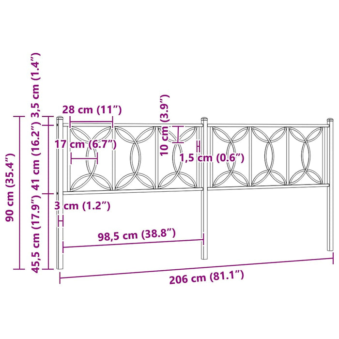 Tăblie de pat de schimb metalică, alb, 200 cm WALTI